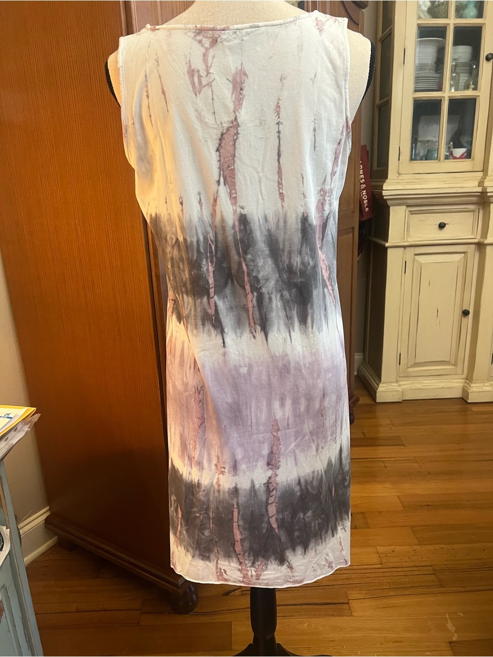 Tie-Dye Sleeveless Midi Dress - Lavender Gray White - Picture 4 of 6